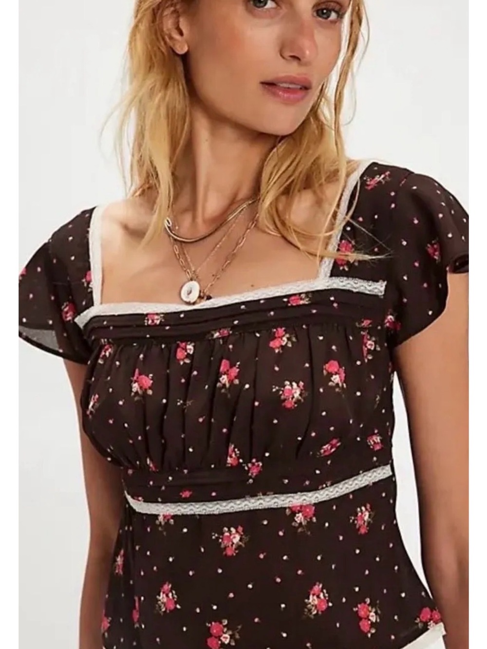 NWOT Free People Prairie Field Top/Brown